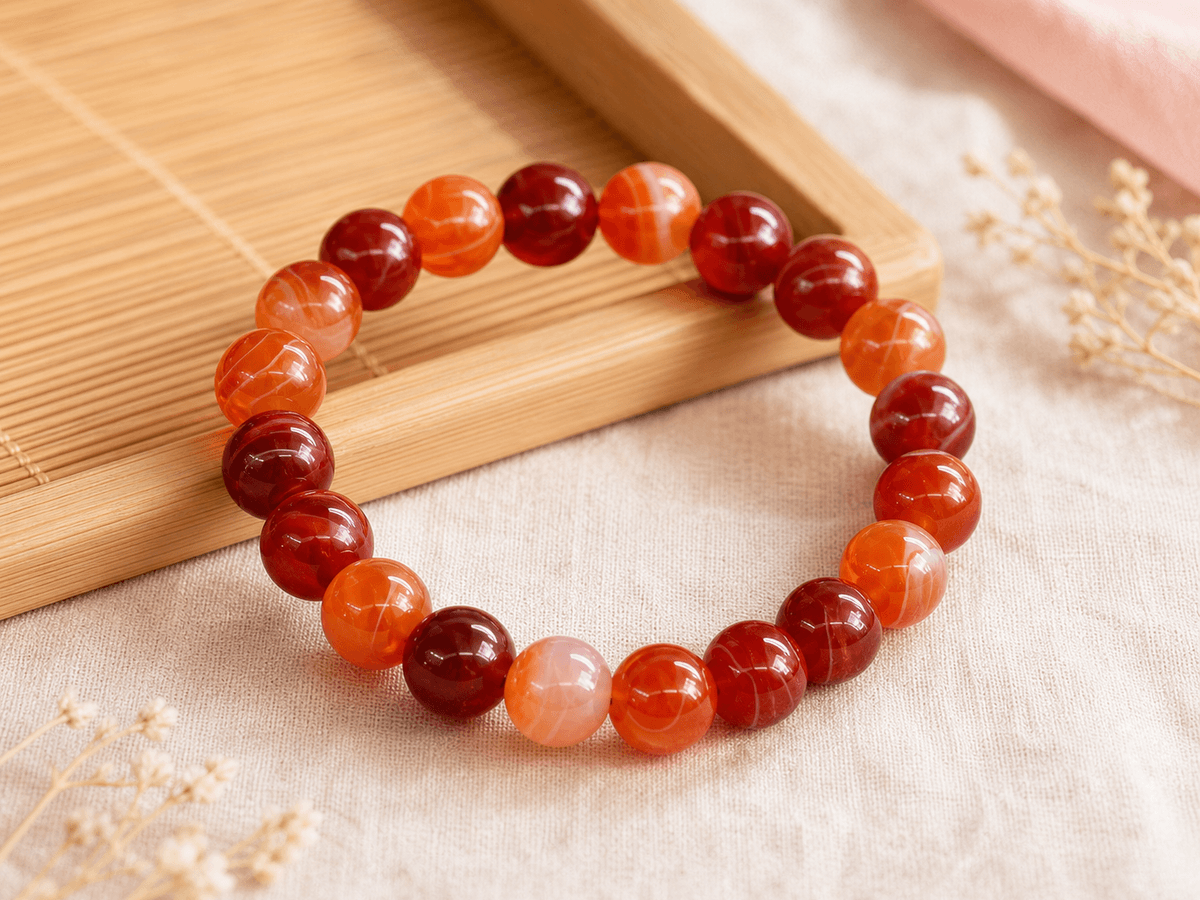 Bracelet Agate à rayures rouges